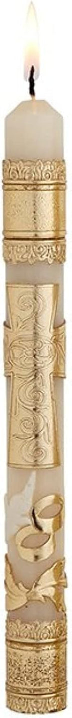 Needzo Wedding Unity Candle Set for Ceremonies, Gold Tone Commitment Candles Ornate Centerpiece for Marriage Reception and Ceremony, 3 Pieces Included