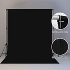 8x10FT Black Screen Backdrops Solid Photo Backdrops Photography Background for Meeting Wall, Party, Videos