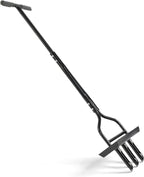 VINGLI Lawn Aerator, 43 inch Manual Aerator Tool with Soil Core Tray, Grass Plug Aerator with 3 Tines for Gardening Soil Compaction Lawn Yard Care, Black