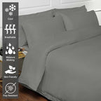 Pizuna Pure 100% Cotton Queen Duvet Cover Set, Luxurious 400 Thread Count Long Staple Cotton Sateen Weave with Button Closure (Combed Pearl Grey Cotton Duvet Cover Queen)