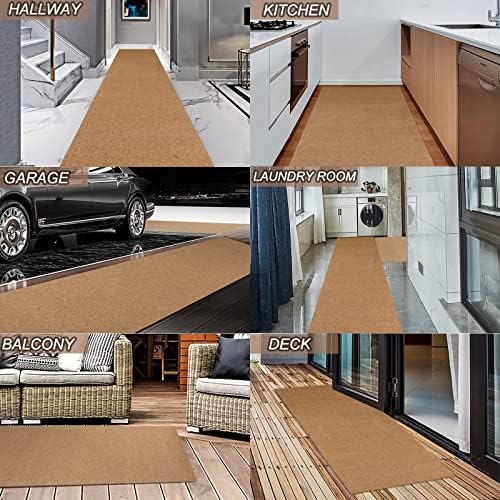 3' x 57' Runner Rugs with Rubber Backing, Indoor Outdoor Utility Carpet Runner Rugs, Sand, Can Be Used as Aisle for The RV and Boat, Laundry Room and Balcony