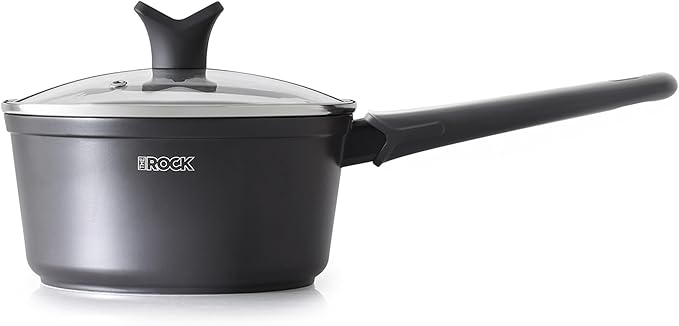THE ROCK SOHO Nonstick Saucepan with Lid, 2 Quarts Small Pot with PPG Quantum2 Coating – Durable for Urban Kitchens, Nothing Sticks, Never Warps, Lasts Longer, Induction Compatible, PFOA-Free, Black
