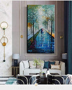 Tyed Art- Landscape Oil Painting On Canvas Textured Tree Abstract Contemporary Art Wall Paintings Handmade Painting Home Office Decorations Canvas Wall Art Painting 24x48inch