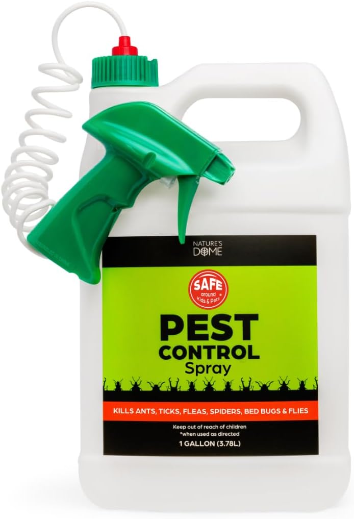 Nature's Dome Eco-Friendly Pest Control Spray – Ant, Roach, Spider, Fly, Flea and Insect Control with Natural Essential Oils – Fast-Acting, Child & Pet Safe for Indoor & Outdoor (1 Gallon)