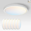 ASD LED 15" Round Flush Mount Ceiling Light Fixture, Low Profile Surface Lighting | 5CCT, Dimmable, Ultra-Thin, ETL Listed | 28W 2300LM 2700-6000K 100-277V | Kitchen, Hallway Lamp | White, 6 Pack