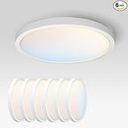 ASD LED 15" Round Flush Mount Ceiling Light Fixture, Low Profile Surface Lighting | 5CCT, Dimmable, Ultra-Thin, ETL Listed | 28W 2300LM 2700-6000K 100-277V | Kitchen, Hallway Lamp | White, 6 Pack