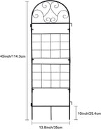 hogardeck 1PC 45x35 Inch Heavy Duty Metal Trellis - Black Rustproof Coated Outdoor Garden Support for Climbing Plants, Roses, Vegetables