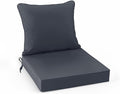 Summsun Waterproof Outdoor Cushions for Patio Furniture, Fade Resistant Backrest and Deep Seat Cushion Set with Removable Cover, 22 x 22 Inch, Dark Grey, 1 Set