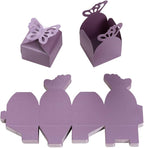 AWELL Purple Gift Candy Box Bulk 2.5x2x2.5 inches with Butterfly Bow Party Favor Box for Mother's Day, Purple,Pack of 50