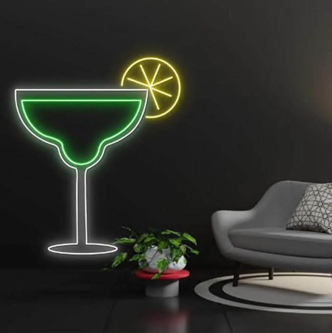 Margarita Cocktail Led Sign, Margaritas For My Senoritas Led Lights, Margarita Cocktail Neon Sign, Bar Neon Sign Size:18inch