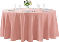 108 inch Round Tablecloth Washable Polyester Table Cloth Decorative Table Cover for Wedding Party Dining Banquet（108 inch, Dusty Pink）