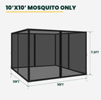 OLILAWN Gazebo Universal Replacement Mosquito Netting, 10' x 10' Outdoor Canopy Net Screen 4-Panel Sidewall Curtain, with Zippers, Easy to Install, Fit for Most Gazebo 10x10 Canopy, Black