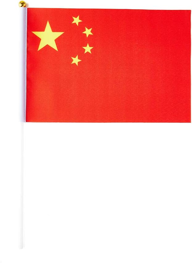 China Flag Chinese Flag, Small Mini Handheld China Flags on Stick, Ideal for Party Parades Sports Events Patriotic Festival Decorations