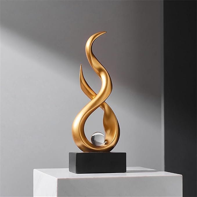 AWNR Abstract Art Deco Decor Statues for Home,Shelves,Table,Living Room, Dining Room,Modern Sculpture Decoraciones of Homes for Sale (Gold B)
