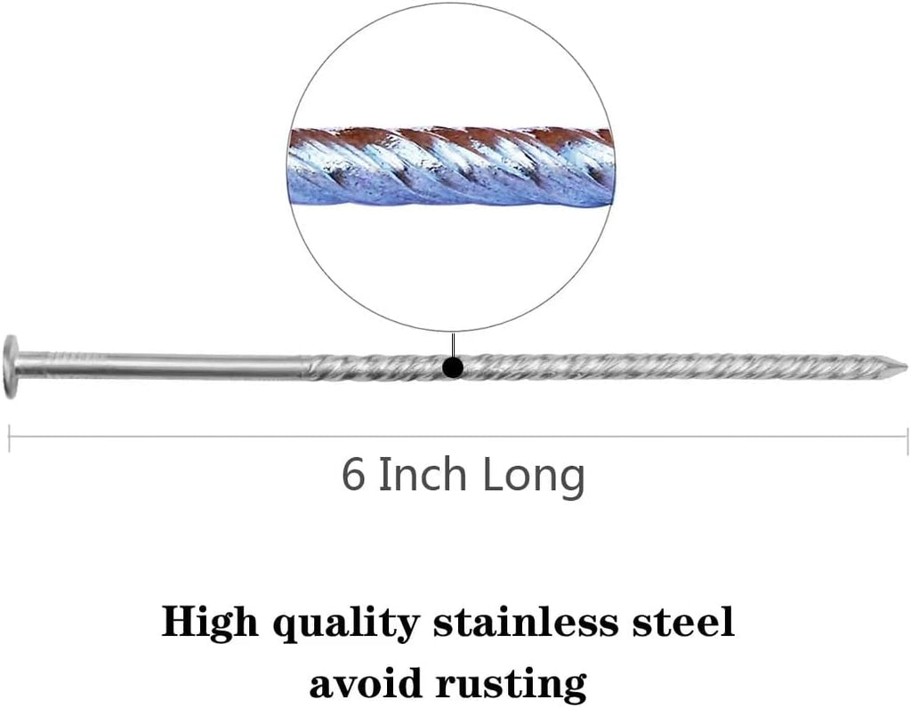 38 Pcs 6-Inch Artificial Turf Stakes, Stainless Steel Spiral Landscape Spikes, Landscape Edging Anchoring Spikes for Paver Edging, Weed Barrier, Artificial Turf Stake, Tent Stakes