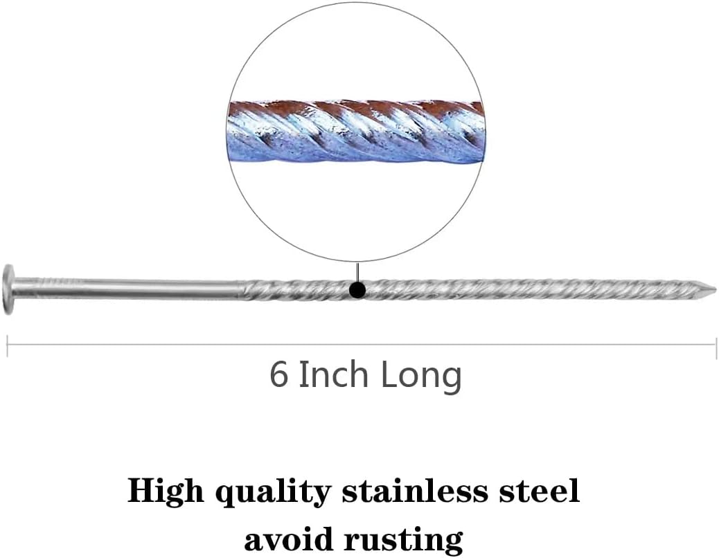 38 Pcs 6-Inch Artificial Turf Stakes, Stainless Steel Spiral Landscape Spikes, Landscape Edging Anchoring Spikes for Paver Edging, Weed Barrier, Artificial Turf Stake, Tent Stakes