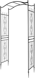 Outvita 7.5Ft Garden Arch Arbor, Steel Frame Stand Trellis, Arbour Archway for Wedding Ceremony Decoration Plant Climbing Rose Vines Lawn Courtyard Patio Pathway Black