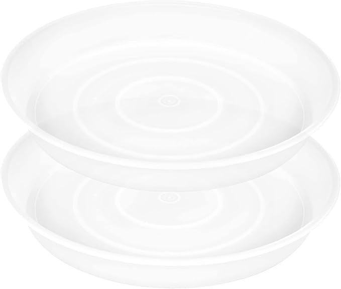 2 Pack of 12 inch Plant Saucer, 1.7" Depth Tray, Large Deep Garden Plastic Flower Planter Plant Trays for Indoors Outdoor Bath Bath (12", Clear)