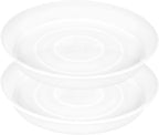 2 Pack of 14 inch Plant Saucer (12.2 Inch Base), 1.7" Depth Tray, Large Deep Garden Plastic Flower Planter Plant Trays for Indoors Outdoor Bath Bath (14", Clear)