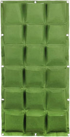 WFIST Vertical Hanging Planter Bag, Breathable Felt Wall Garden Planter with Metal Grommets, Indoor/Outdoor Space-Saving Herb & Flower Growing Pouch (18-Pocket)