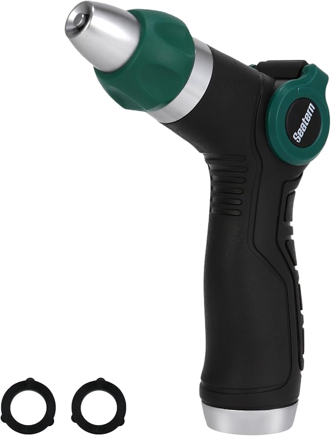 High Pressure Garden Hose Nozzle Sprayer, Heavy-Duty Metal Water Hose Nozzle with Thumb Control & Adjustable Jet for Car Washing, Patio Cleaning, Lawn & Plant Watering