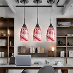 Mini Glass Pendant Light 4.72" with Handblown Burgundy Marble Art Glass Hanging Light 1-Pack Oval Ceiling Hanging Light Fixture for Dining Room Kitchen Island Cafe Foyer Hallway