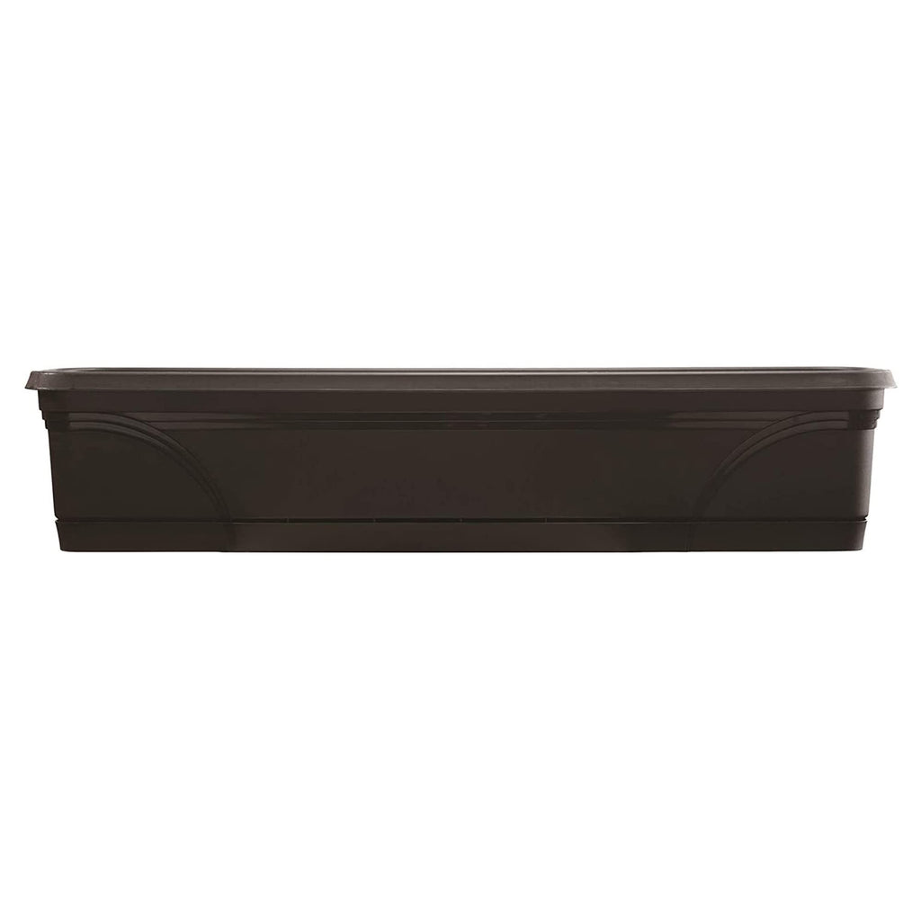 Southern Patio Set of 2 Planter Pots, 36 Inch Rectangular Indoor Outdoor Medallion Hanging Windowsill Garden Box Planters, Black