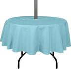 Outdoor Tablecloth Wrinkle-Free Stain Resistant Waterproof Polyester Fabric Table Cover with Zipper Umbrella Hole for Picnic/Party/Dinner/Patio Garden(60inch Round,Zippered,Aqua Blue)