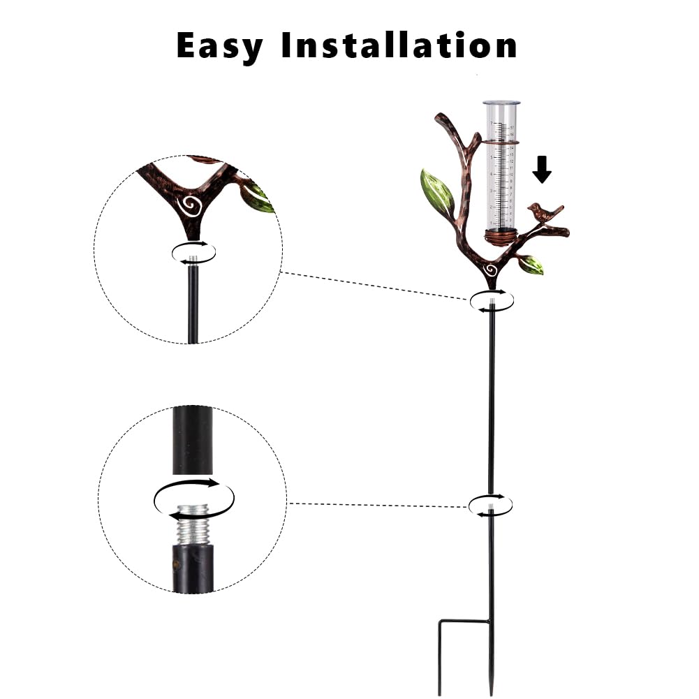 viterlight Rain Gauge Outdoor, Metal Rain Gauge with Stake