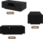 Modern High Gloss LED Coffee Table 47.2-Inch Wooden Center Cocktail Table with Storage & 16 Colors LED Light for Living Room, Black