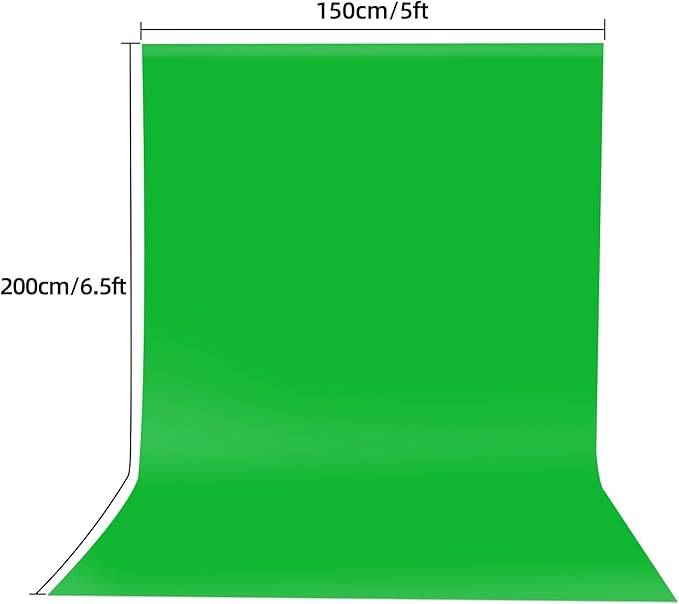 HEMMOTOP Green Screen Backdrop, 5x6.5 ft Photography Chroma Key Greenscreen Background Sheet for Background Removal, Zoom Meeting, Photo Video Studio, Live Streaming, Video Recording (Backdrop only)