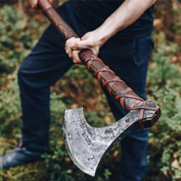 SHINY CRAFTS 40" Hand-Forged Double-Head Norse Dane Axe Replica – Carbon Steel, SCA-08