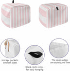 Toaster Cover 4 Slice Pink Stripes Toaster Oven Cover with Pockets Pink White Vertical Striped Dustproof Bakeware Protector Small Kitchen Appliance Dust Covers and Fingerprint Protection for Women