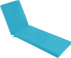 Chaise Lounge Cushions Outdoor - Waterproof and Fade Resistant Sun Lounger Replacement Cushions - Patio Lounger Pads with Removable Cover for Pool, Deck, Lawn, 72 x 21 x 3 Inch, Teal