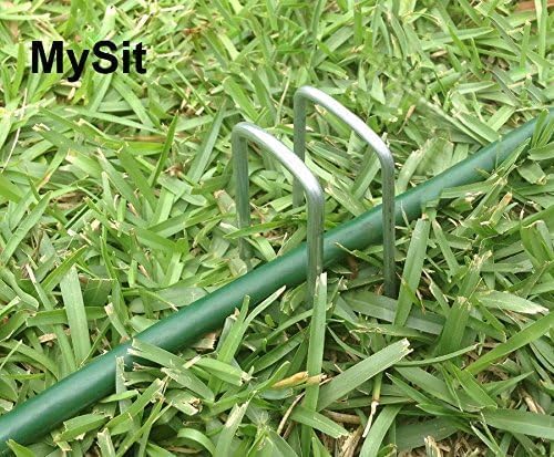 MySit 6" Galvanized Landscape Staples Garden Stakes Pins 24 Pack, Heavy-Duty 11 Gauge Garden Staples Anti-Rust Fence Stakes for Anchoring Weed Barrier Fabric Irrigation Tubing Soaker Hose