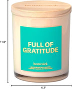 Homesick Scented Candles for Home (Full of Gratitude) - 7.5 oz Long-Lasting Natural Soy Wax Blend Jar Candle Gift for Women & Men, 30-35 Hours Burn Time - Notes of Lemongrass & Gardenia