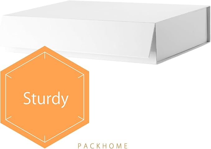 PACKHOME 6 Gift Boxes 11.5x8x2.5 Inches, Sturdy Shirt Boxes with Magnetic Lids for Multiple Occasions (Glossy White)
