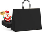 METRONIC 25 Pack Large Black Paper Gift Bags 16X6X12 Inches, Shopping Kraft Paper Bag with Handles, Small Business, Boutique, Gift Wrap, Bulk