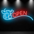 Cow Butcher Shop Neon Sign, Butcher Shop LED Light, BBQ Restaurant Wall Sign, Custom Butcher Storefront Decor Size:20in