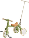 4-in-1 Toddler Tricycle with Adjustable Push Handle for 1-4 Year Old,Birthday Gift and Toy for Boys and Girls Removable Pedals Balance Bike&Scooter (Green)