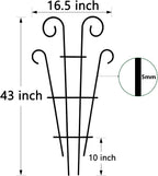 4 Pack 43'' Indoor Plant Trellis for Potted Plants Climbing, Outdoor Metal Garden Trellis Houseplants Flowers Vine Ivy, Wave Shape, Black
