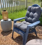 QILLOWAY Outdoor Chair Cushion for Patio Furniture, Waterproof Patio Cushions Set of 4 with Ties, Fade Resistant Replacement Pads for Outdoor Rocking Chairs,Charcoal Grey,Black