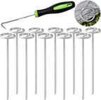 Bakulyor 100Pcs Circle Top Landscape Staples, 6 Inch Garden Stake 9 Gauge Galvanized Landscape Fabric Stakes, Heavy Duty Yard Ground Pins for Outdoor Gardening Weed Barrier Sod Fabric - Silver 6"