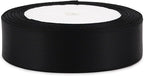 Black Solid Satin Ribbon 1 Inch 25 Yards Solid Polyester Fabric Ribbon for Gift Wrapping Wedding Christmas Baby Shower Birthday Party Decoration Handmade Immortal Flower Craft