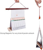Magnetic Poster Hanger, 12x18 12x16 12x24 Poster Frame Wood Wooden Magnet Print Posters Dowel Scroll Hanger Hangers Hanging Kit for Walls Map Canvas Artwork (Mahogany, 12")
