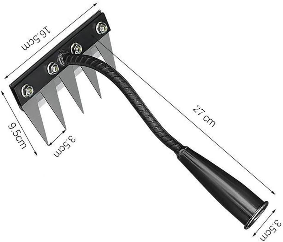 Gardening Hand Weeder Tool,Manual Weeder Tool with Detachable Blades, 4 Sizes High Carbon Steel Dual-Edge Design for Farm Garden Lawn Weed Removal, Soil Cultivation & Root Extraction (5 Tines)