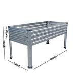 DIIYIV Galvanized Raised Garden Bed with Legs,2PCS 48×24×30in Elevated Planter Box for Backyard,Outdoor Garden, Patio, Balcony, 350lb Capacity,Silver