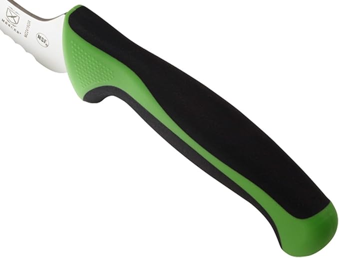 Mercer Culinary Millennia Colors 8-Inch Offset Wavy Edge Bread Knife, Green