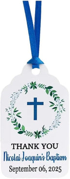 Mi Bautizo Baptism Christening Personalized Thank You Tags 20 pcs - More Colors Available (White/Blue)