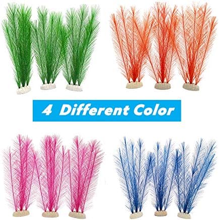 BEGONDIS Aquarium Decorations 5Pcs Fish Tank Artificial Green Water Plants Made of Silk Fabrics Plastic